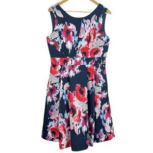 Kate Spade New York Womens Fit & Flare Dress Blue Floral Lined Sleeveless Bow 10